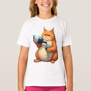 Luxus-Tipsy-Cat-Moderne-Kunst-Illustration T-Shirt