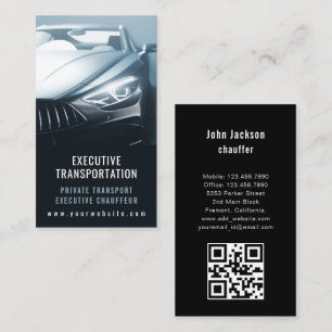 Luxus-Transportwagen-QR-Code Blau & Schwarz Visitenkarte