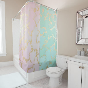 Luxus-Trendy-Blush-Pink-Soft-Mint-Gold-Kollektion Duschvorhang