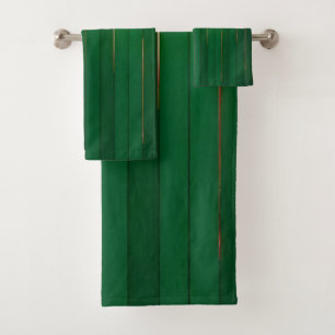 Luxus Trendy Green Gold Linen Texture Collection Badhandtuch Set