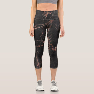 Luxus Trendy Marble Pink Black Capri Leggings