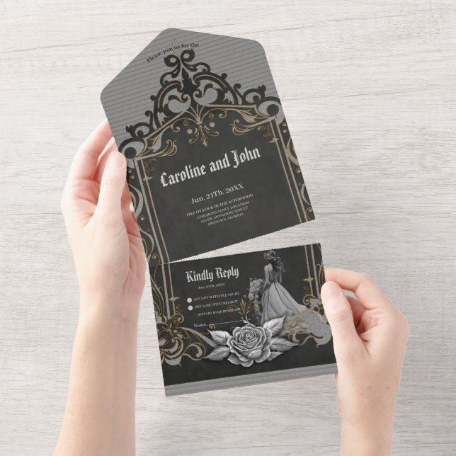 Luxus trifft Romantik All In One Einladung (Abreißen)