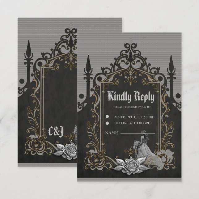 Luxus trifft Romantik RSVP Karte (Vorne/Hinten)