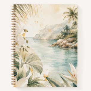 Luxus-Tropen-Küsten-Watercolor-Wandkunst   Notizbuch