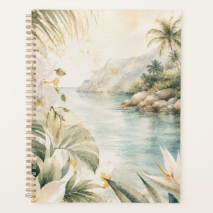 Luxus-Tropen-Küsten-Watercolor-Wandkunst Planer