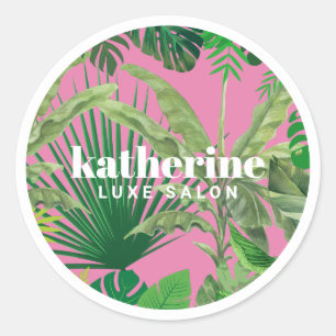 Luxus Tropical Moderne Boutique & Salon Pink Runder Aufkleber