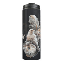 Luxus-Tumbler mit Vogel, Blume, Feathers 1 Thermosbecher