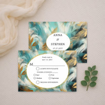 Luxus Türkis Gold Pinselstrich RSVP