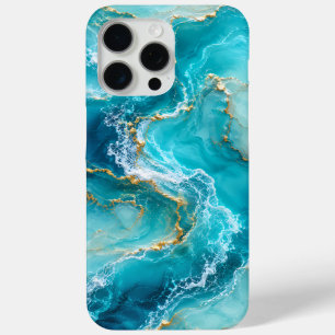 Luxus-Türkises-Ozean-Marmor mit Goldfolien-Wellen Case-Mate iPhone Hülle