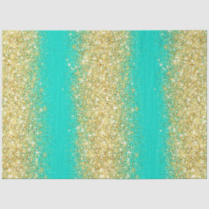 Luxus Turquoise Gold Glitzer Seidenpapier
