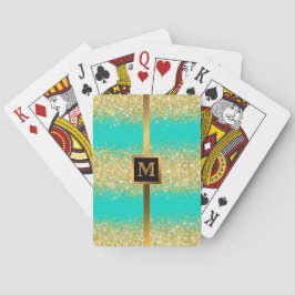 Luxus Turquoise Gold Glitzer Spielkarten