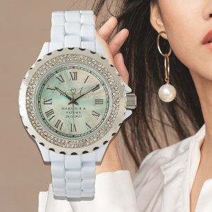 Luxus-Uhr mit Marmormuster und Strasssteinen für D Armbanduhr