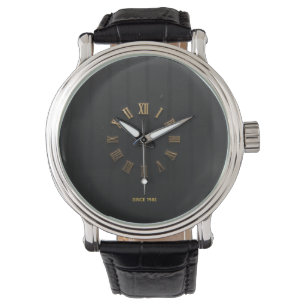 Luxus-Uhr mit mattschwarzen und goldenen römischen Armbanduhr