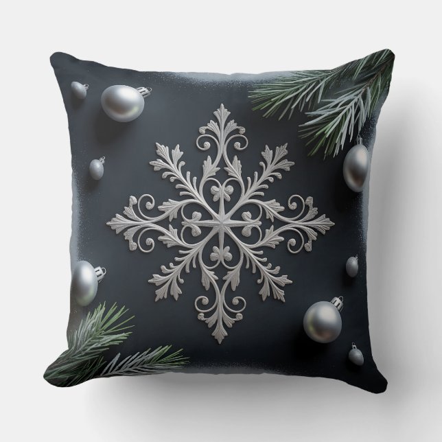 Luxus-Urlaubskatze - Snowflake Design Kissen (Vorderseite)