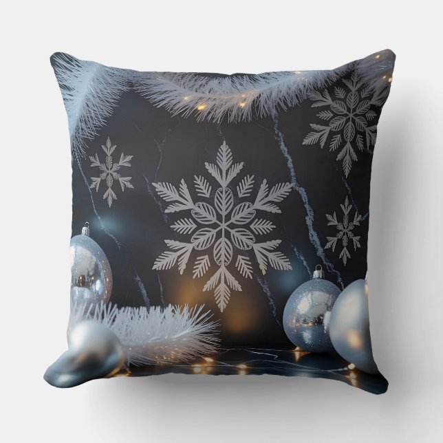 Luxus-Urlaubskatze - Snowflake Design Kissen (Vorderseite)