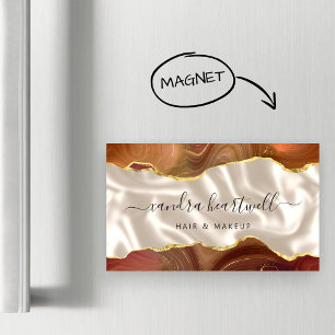 Luxus verbranntes Orange Achat Goldfolie Magnetische Visitenkarte