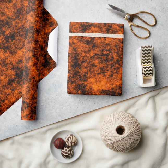 Luxus verbranntes Orange und schwarzer Marmor Geschenkpapier (Kunsthandwerk)