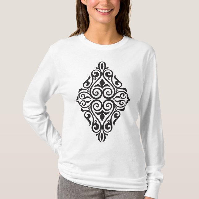 Luxus-Vintage-Blumenrahmen-Dekorative Kunst T-Shirt (Vorderseite)