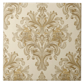 Luxus-Vintage-Damask Beige Floral Klassiker Fliese