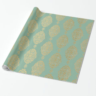 LUXUS-VINTAGE-EUKALYPTUS-GOLDPAPIER  GESCHENKPAPIER