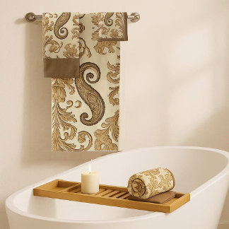 Luxus Vintage Gold Verziert Paisley Persien Erbe Badhandtuch Set