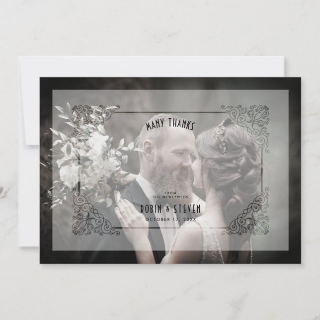 Luxus Vintage Hochzeit Blüh Vellum Effekt Dankeskarte (Vorderseite)