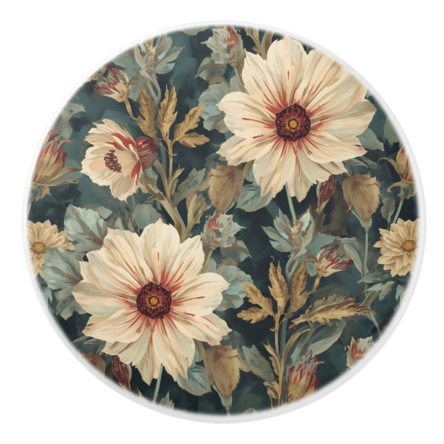 Luxus-Vintage-Indira-Blumenmuster Keramikknauf (Vorderseite)