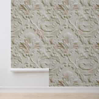 Luxus-Vintage-Minimal-Elegant-Damask-Ivory-Creme Tapete