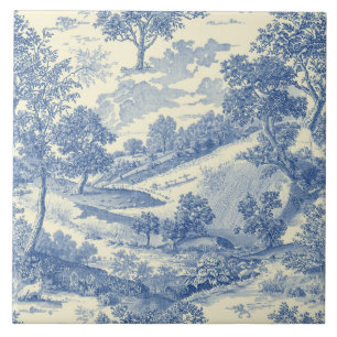 Luxus-Vintage-Soft-Toile-Jouy-französische Landsch Fliese