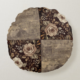 Luxus, Vintage, wunderschöne Rosen blühen Rundes Kissen