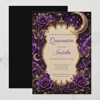 Luxus-Violette-Rheinsteine-Prinzessin-Quinceañera Einladung