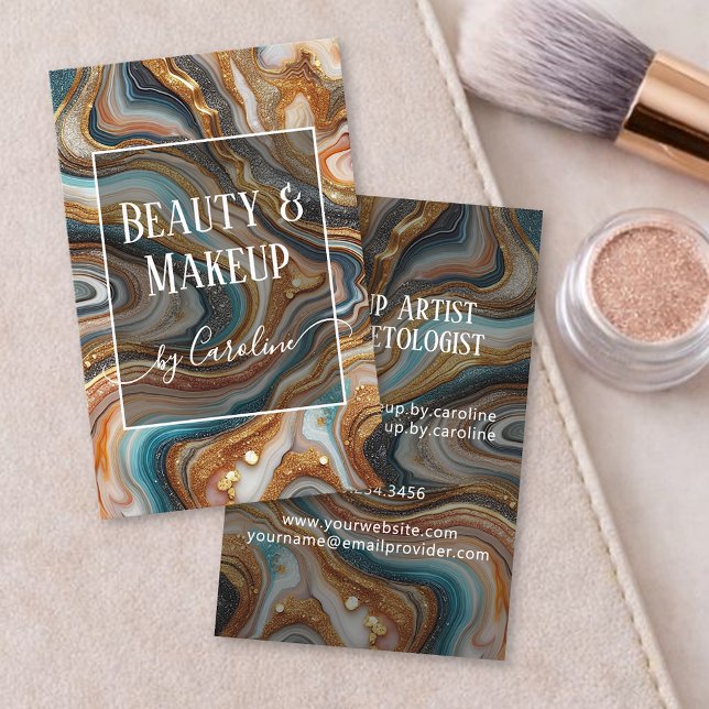 Luxus Visagist und Hairstylist für Blue Marble Mak Visitenkarte (Von Creator hochgeladen)