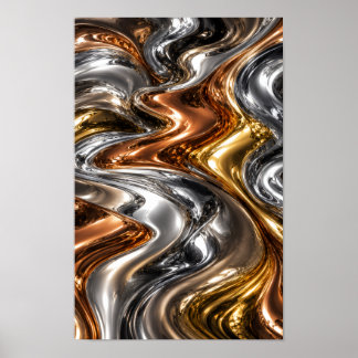 Luxus-Wandkunst aus flüssigem Metall Poster