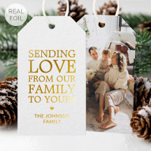 Luxus-Weihnachten Goldfolie Familienname & Foto