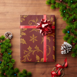 Luxus-Weihnachten in 24K Poinsettia Rubin & Gold Geschenkpapier
