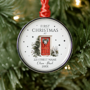 Luxus-Weihnachten in neuem Zuhause, editierbar Ornament Aus Metall