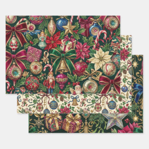 Luxus-Weihnachts-Erbstück-Ornamente Geschenkpapier Set
