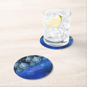 Luxus-Weihnachtsbaumkugel Blau & Silber Runder Pappuntersetzer