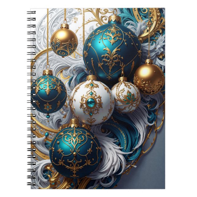 Luxus Weihnachtskugeln Blau Gold Ornament Notizblock (Vorderseite)