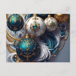 Luxus Weihnachtskugeln Blau Gold Ornament Standard Postkarte
