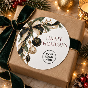 Luxus-Weihnachtslogo aus schwarzem Gold für Untern Runder Aufkleber