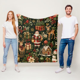 Luxus-Weihnachtsmuster im Vintage-Stil Fleecedecke