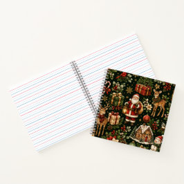 Luxus-Weihnachtsmuster im Vintage-Stil Notizbuch