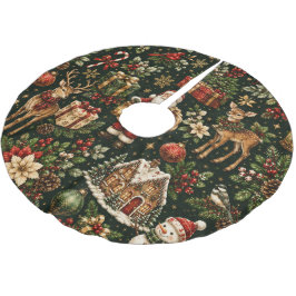 Luxus-Weihnachtsmuster im Vintage-Stil Polyester Weihnachtsbaumdecke
