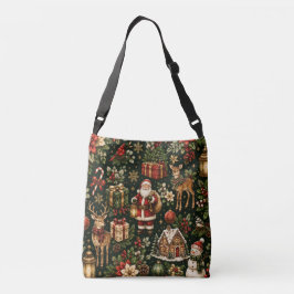 Luxus-Weihnachtsmuster im Vintage-Stil Tragetaschen Mit Langen Trägern