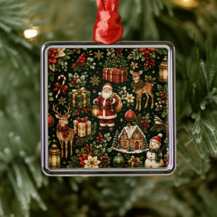 Luxus-Weihnachtsmuster Premium im Vintage-Stil Ornament Aus Metall