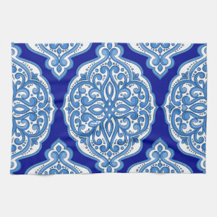 Luxus weiß-blau, türkisches Ornament. Geschirrtuch