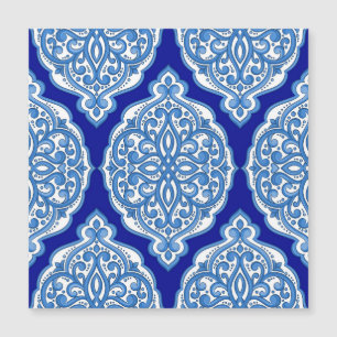 Luxus weiß-blau, türkisches Ornament. Magnetkarte