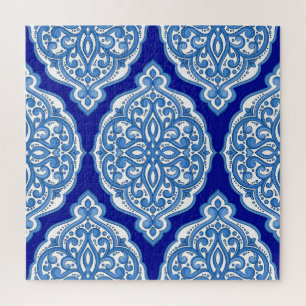 Luxus weiß-blau, türkisches Ornament. Puzzle