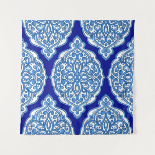 Luxus weiß-blau, türkisches Ornament. Wandteppich